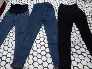 Lote 3 pantalones Premamá Mango, kiabi, calzedonia