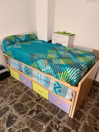 Cama nido con colchón y cajones