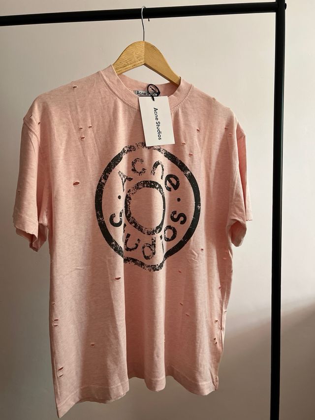 Camiseta Acne Studios Rosa Logo