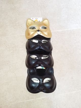 Máscaras de gato dorada y negras disfraz