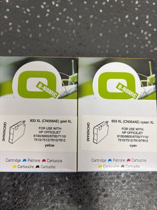 2 Cartuchos HP 933XL Amarillo y Cian