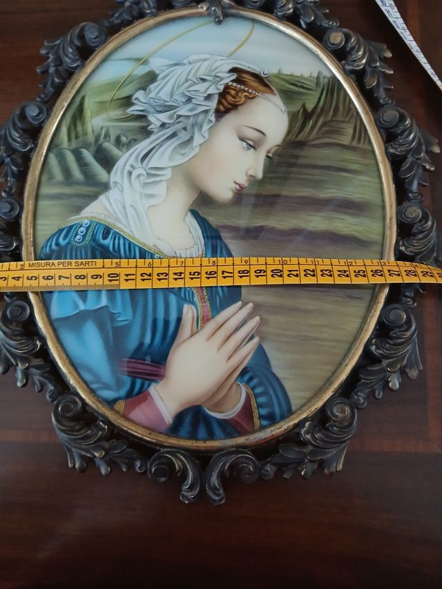 Quadro religioso antico cornice bronzo