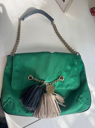 Bolso Purificación García verde y dorado