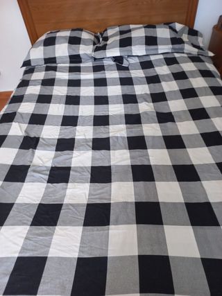 Funda nórdico 90cm cuadros blanco y negro. 