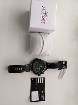 Reloj Jet Set Hombre Negro y Plateado