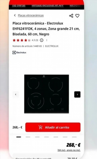 PLACA VITROCERAMICA ELECTROLUX