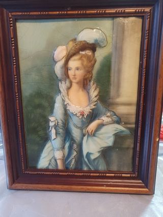 Cuadro de porcelana mujer estilo antiguo