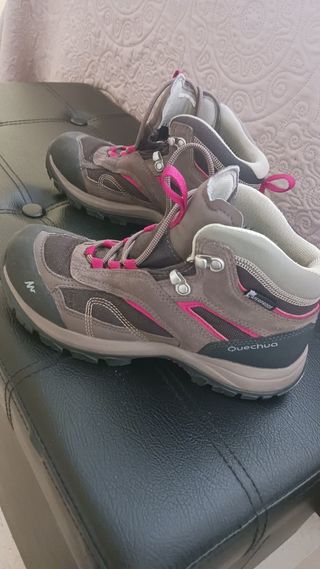 Botas de montaña Quechua mujer marrones y rosas