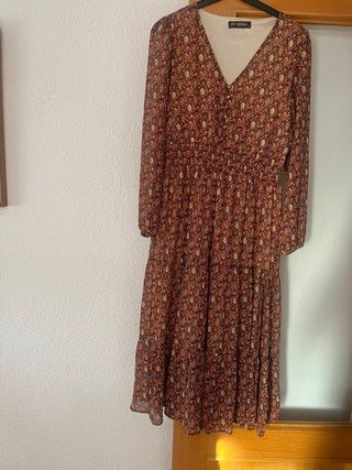 Vestido largo estampado manga larga