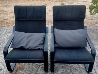 Mecedora Ikea Madera Negra y Gris