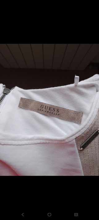 Guess Vestito Taglia L Beige Bianco