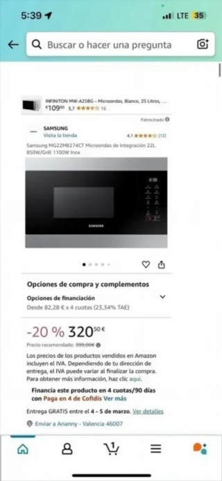 MICROONDAS DE INTEGRACION SAMSUNG