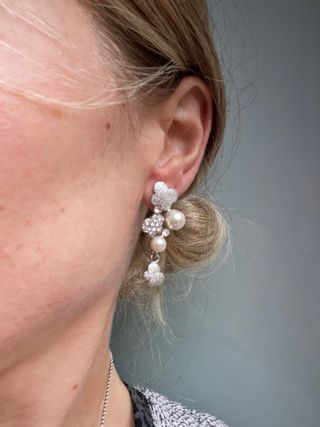 Orecchini pendenti argento con perle