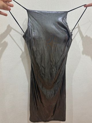 Vestido plateado fiesta tirantes