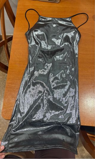 Vestido plateado fiesta tirantes