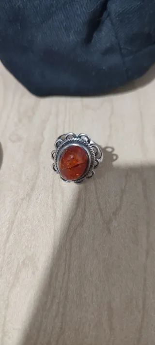 Anillo Plata con Piedra Naranja