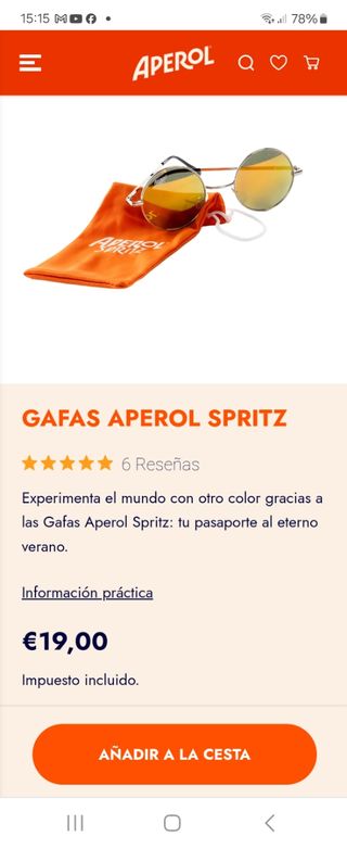Gafas Aperol Spritz Naranja