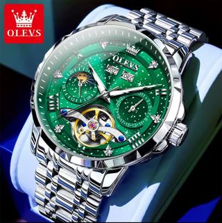 Reloj OLEVS Automático Verde y Plateado