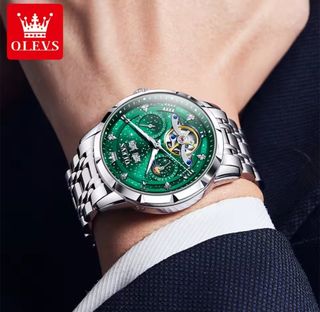 Reloj OLEVS Automático Verde y Plateado