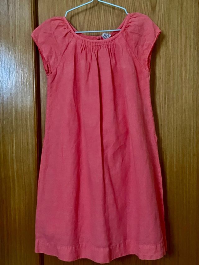 Vestido Zara Kids de Lino y Viscosa Coral