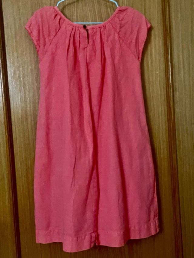 Vestido Zara Kids de Lino y Viscosa Coral