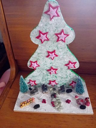Albero Natale Fatto a Mano con Luci e Paesaggio