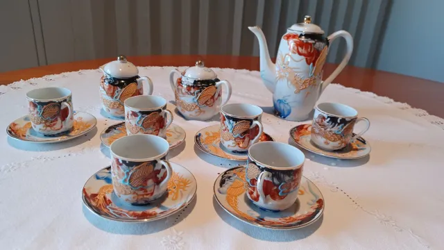 Juego de café dragón porcelana