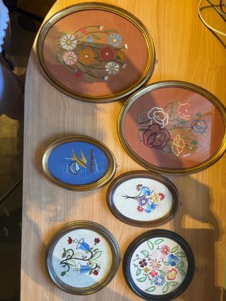 Set 6 Quadri Ricamati Fiori