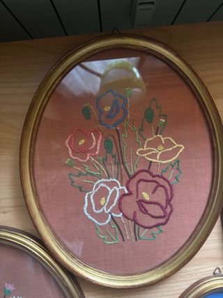Set 6 Quadri Ricamati Fiori