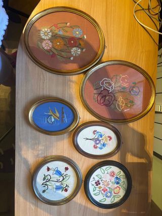 Set 6 Quadri Ricamati Fiori