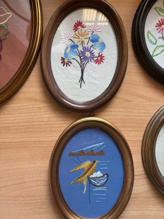 Set 6 Quadri Ricamati Fiori