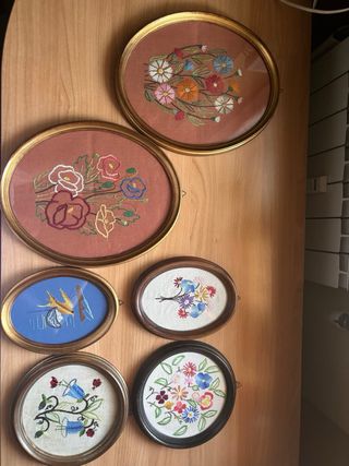Set 6 Quadri Ricamati Fiori