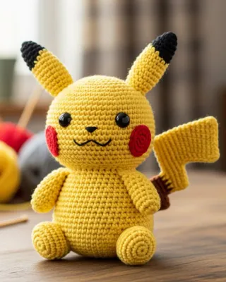 Pikachu de Crochê Feito à Mão