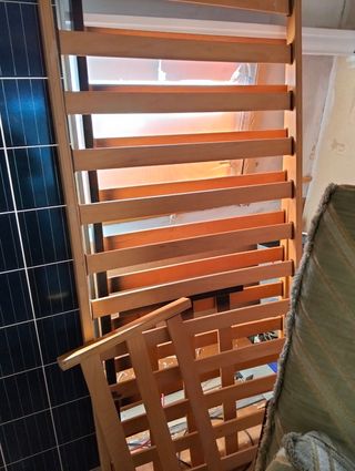 Cama caravana con colchón madera
