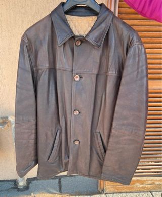 Giacca vintage in pelle marrone
