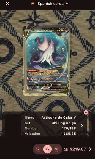 Carta Pokémon Articuno de Galar V 170/198