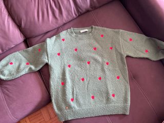 Jersey verde con corazones rojos Talla L