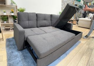 Sofá Cama Gris y Beige