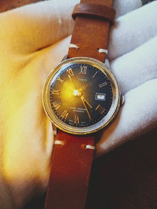 Reloj Timex Automático Vintage Negro/Marrón