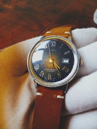 Reloj Timex Automático Vintage Negro/Marrón