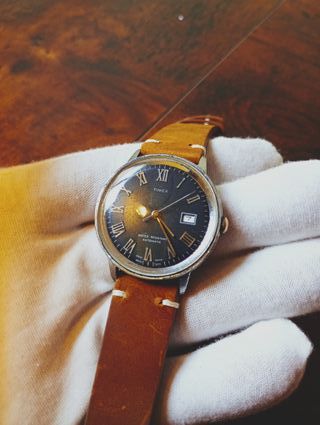 Reloj Timex Automático Vintage Negro/Marrón