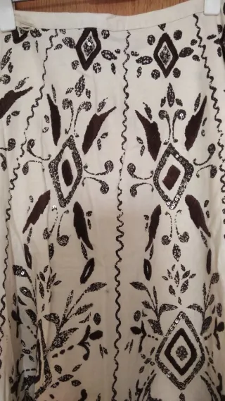 Falda boho beige y marron