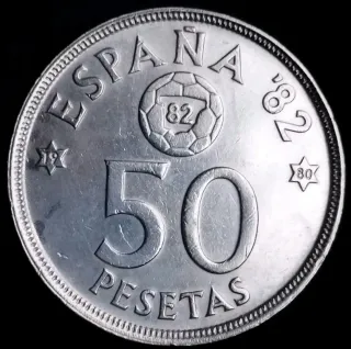 Moneda 50 Pesetas España 1982 Fútbol