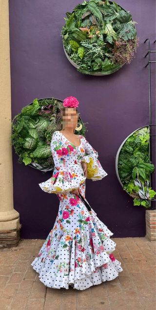 Vestido Gitana Talla 40/42 Flores y Lunares