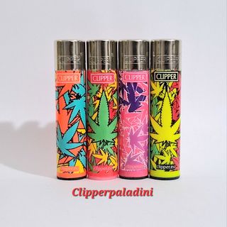 4 Accendini Clipper con Foglie