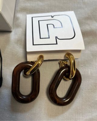 Pendientes Paco Rabanne Marrones y Dorados