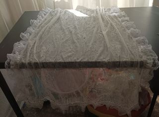 Delantal Fallera, Huertana Blanco y plata.