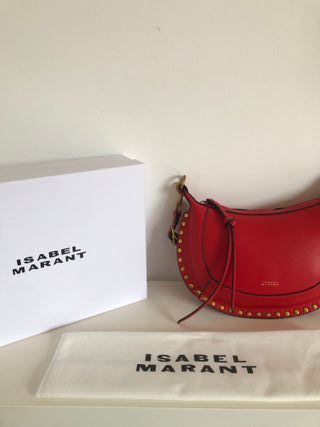 Bolso Isabel Marant Rojo con Tachuelas