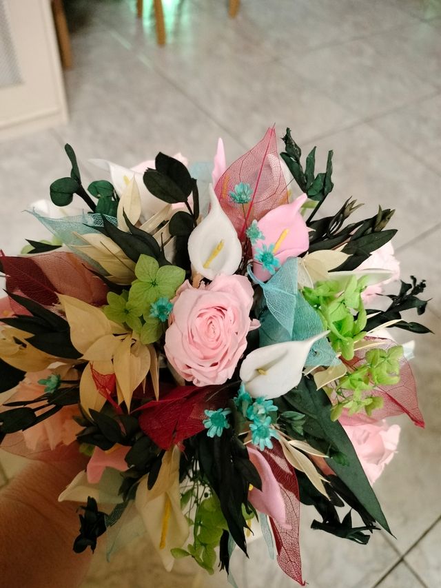 Ramo de novia preservado pequeño alambrado