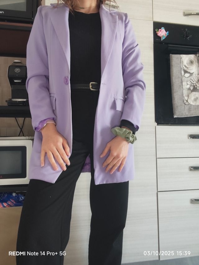 Blazer lungo lilla taglia S